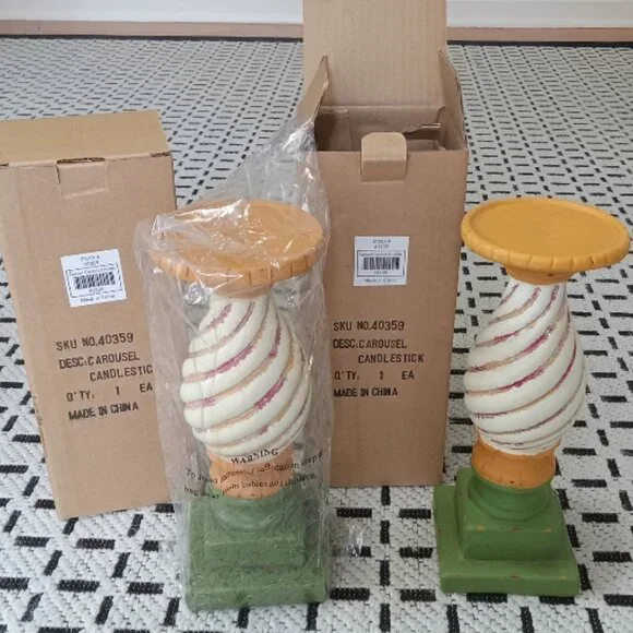 Southern Living Carousel Candlestick. Set of 2 - Picture 2 of 3